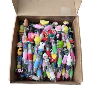 Kids 110 Mini Pens Multicolor Ballpoint 4in1 Reward Prize Animal Cartoon Tenceur